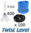 Kit 3mm Twist Level 400 bases, 100 tetes, 100 sabots