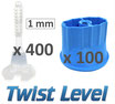 Kit 1mm Twist Level 400 bases, 100 tetes