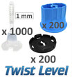 Kit 1mm Twist Level 1000 bases, 200 tetes, 200 sabots