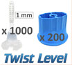 Kit 1mm Twist Level 1000 bases, 200 tetes