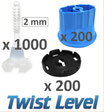 Kit 2mm Twist Level 1000 bases, 200 tetes, 200 sabots