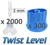 Kit 2mm Twist Level 2000 bases, 300 tetes