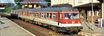 VT 614 B-9481-VT in Spur 1 - zweiteilige Einheit bestehend aus 1x Motorwagen und 1x Steuerwagen - Farbgebung der Nürnberger Einheiten in Poporange/Kieselgrau