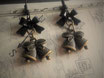 Steampunk Christmas Bell Earrings with Black Bows