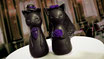 Gothic Cat Wedding Cake Toppers