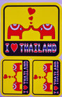 タイ王国 象 ハート 「アイ・ラブ・タイランド」 ステッカー（I LOVE THAILAND Sticker 3P mix A） L サイズ - タイ アジアン 雑貨 スーツケース 旅行 グッズ -