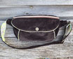 grand sac banane XL pour femme en velours marron et tissu vert avec des cachemires