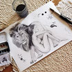 "Wildgirl lion" | Watercolor Artwork | DIN A3
