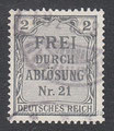 D-DR-D-001 - Für Preußen, "Frei durch Ablösung Nr. 21" - 2