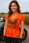 Damen V-Cut Slim Shirt in Fire Orange – "Angel Hearth"