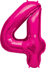 Zahl 4 Folienballon pink