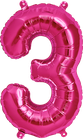 Zahl 3 Folienballon pink