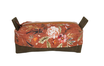 trousse de toilette femme en tissu rouille avec des fleurs et faux cuir kaki