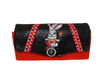Grand portefeuille brodé pour femme, en suédine orange, faux cuir noir, broderie lapin de cirque