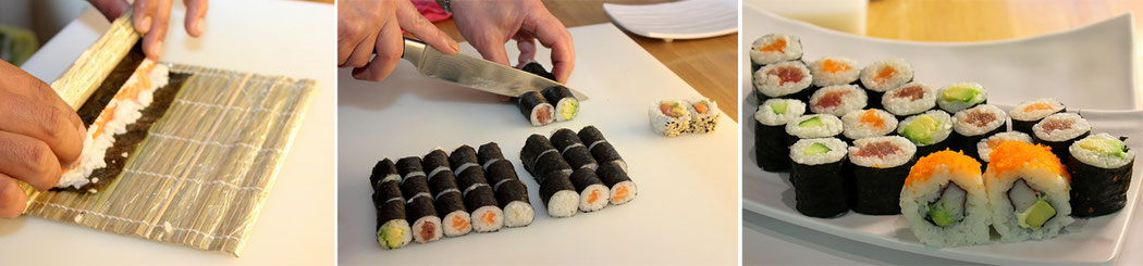 Zubereitung von Maki und California Maki