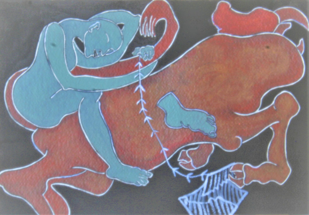 PRELIMINARY PAINTING FOR "TRAVELS ON A BRAHMANI BULL" - Size. 14x10 ins. - Medium: watercolour on paper.