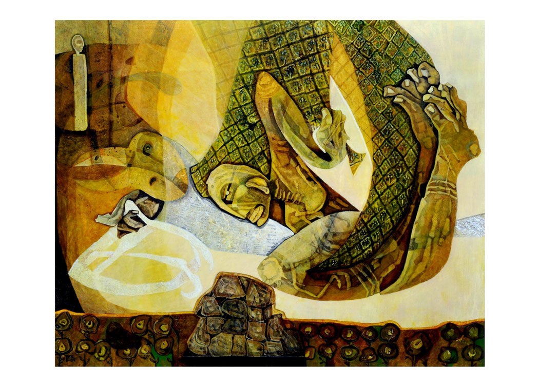  EXTREME HEAT IS AN EXTINCTION EVENT - Size: 30x24 ins. - Medium: egg tempera on board.   -   # egg tempera