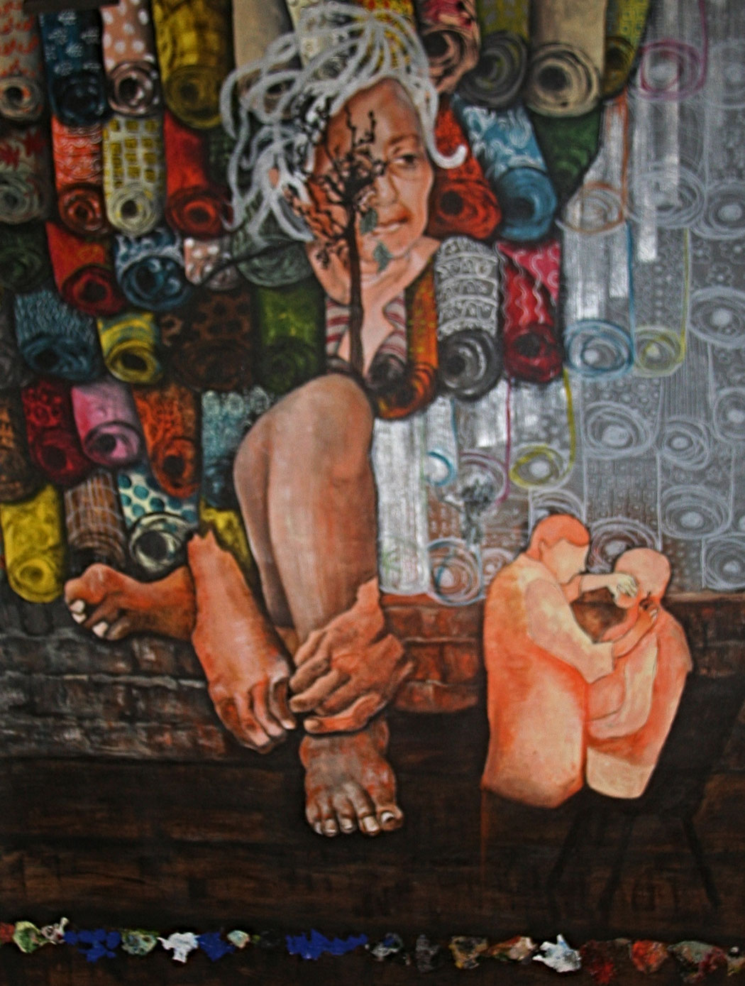 WHAT HAS'NT FALLEN OUT HAS FALLWN DOWN - Size: 48x37ins. - Medium: acrylic on canvas
