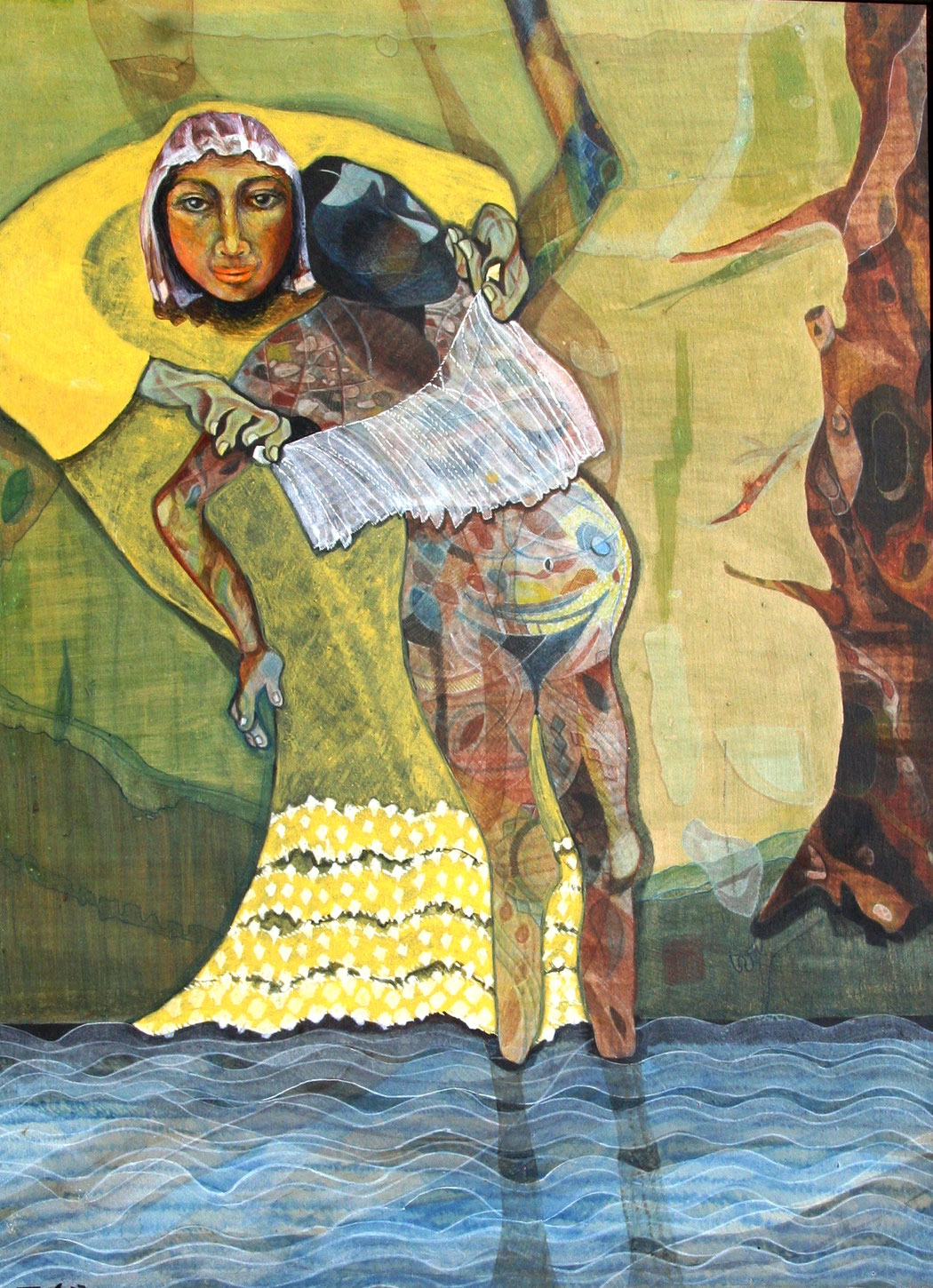 KAVERI - Size: 36x24 ins. - Medium: egg tempera on board.    -    # egg tempera