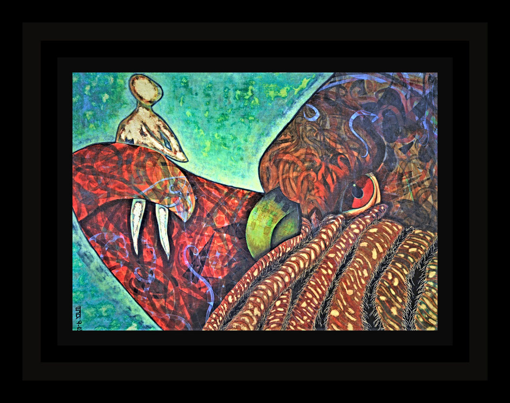 COMMUNING WITH AN EAGLE - Size: 21x30 ins. Medium: egg tempera on board.   -    # egg tempera