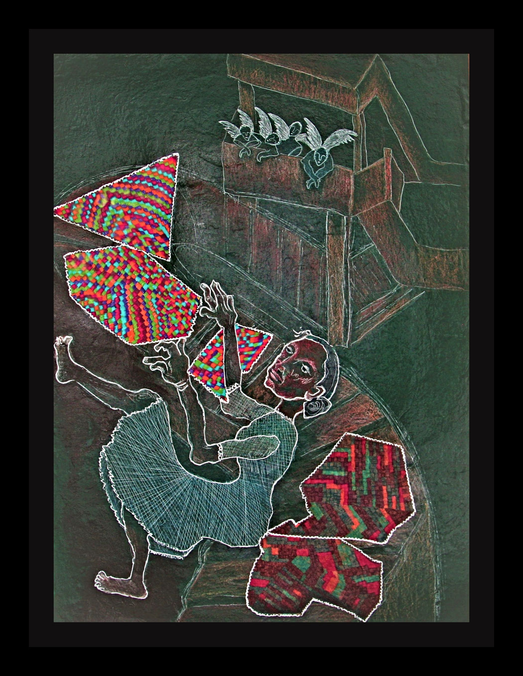 HAEMORRHAGING COLOURS - Size: 30x22 ins. Medium: acrylic, pen & ink on paper.