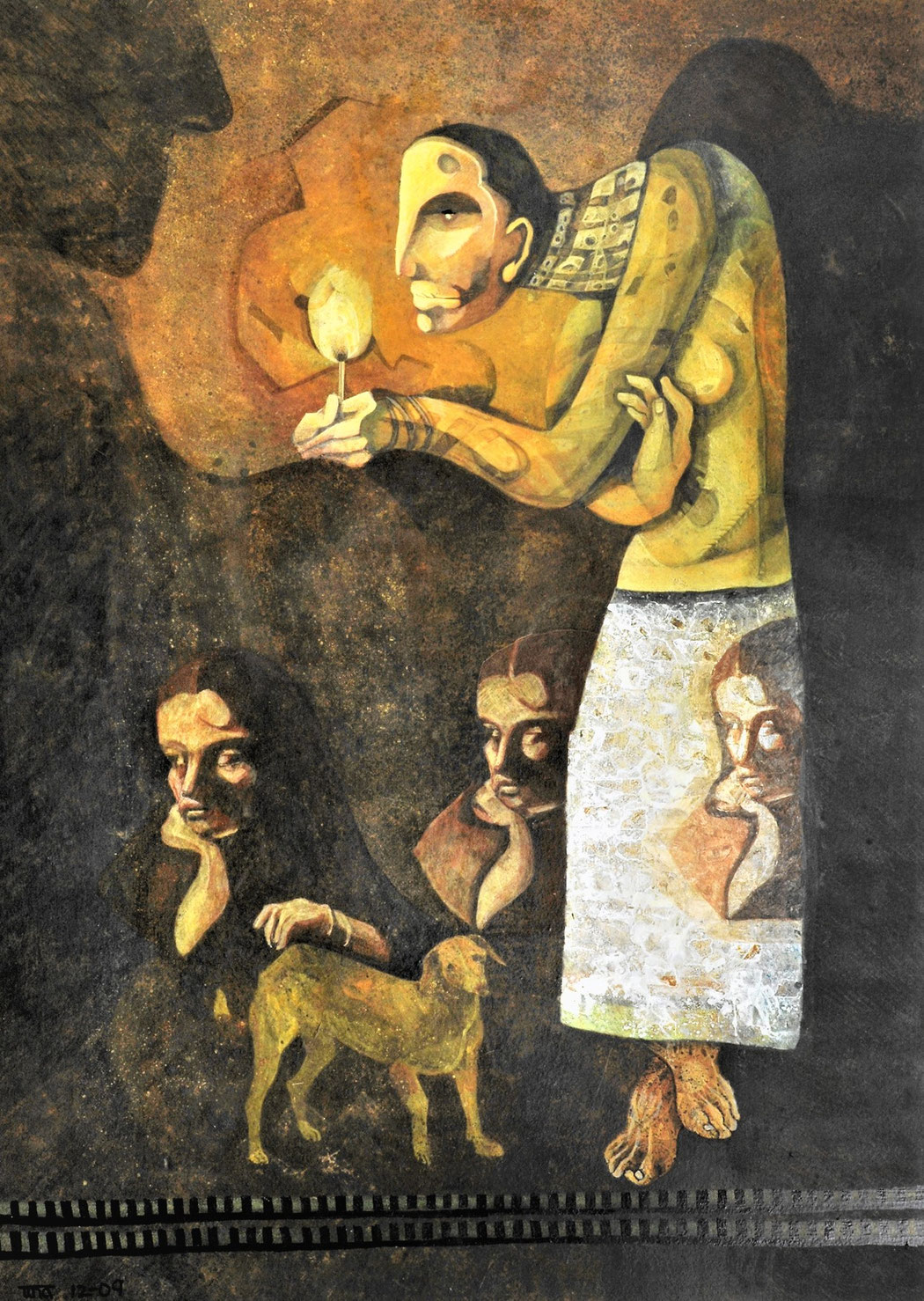 THE OBSCENITY OF CANCER - Size: 30x24 ins. - Medium: egg tempera on board.   -   # egg tempera