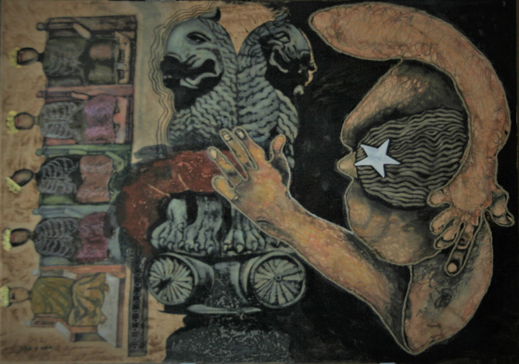 THE FORCE - Size: 39x24 ins. - Medium: coffee & water colour on paper.