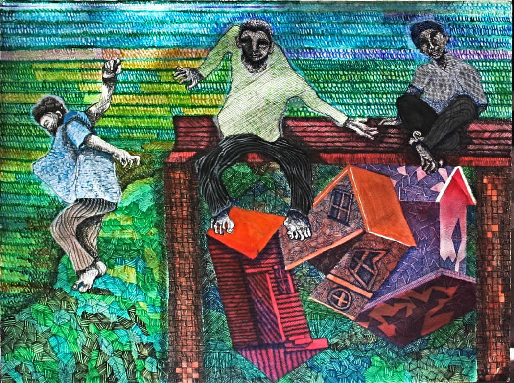Size: 22X16 ins.    -    Medium: pen & ink on paper