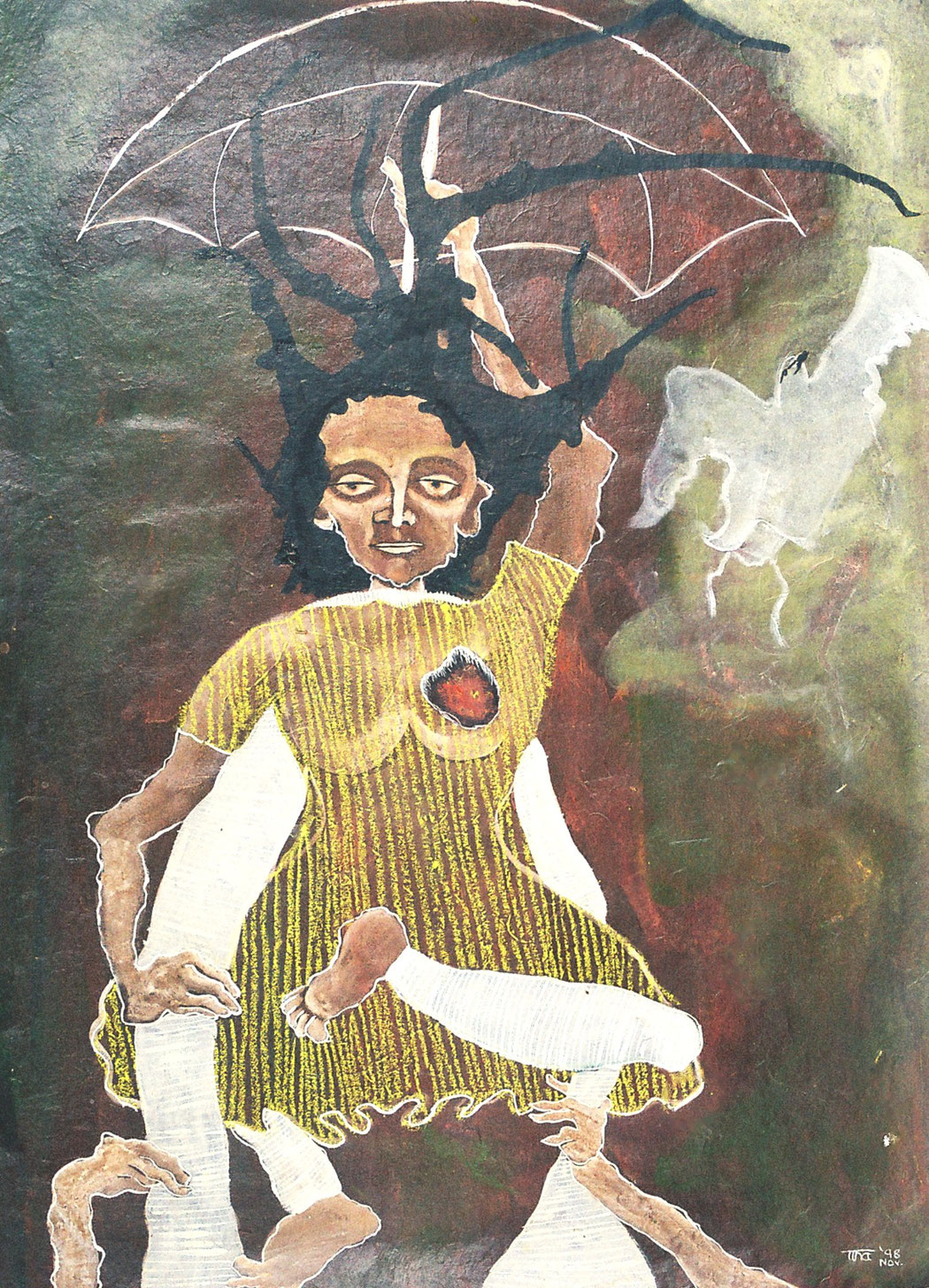 I SEE CLUSTERS OF FARIES THOUGH NOT IN THE DAYTIME - Size: 24x18 ins. water colour, crayon and acrylic on paper