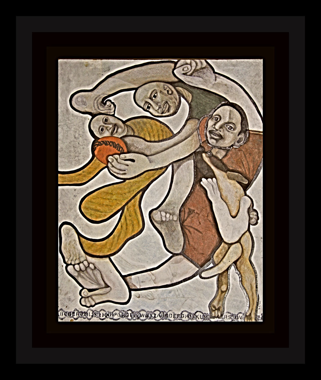 SCRIMMAGE : Size: 30x24 ins. - Medium: egg tempera on board.