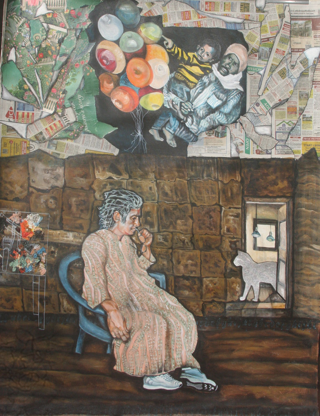  THE BLUE CHAIR - Size: 48x38 ins. - Medium: acrylic on canvas