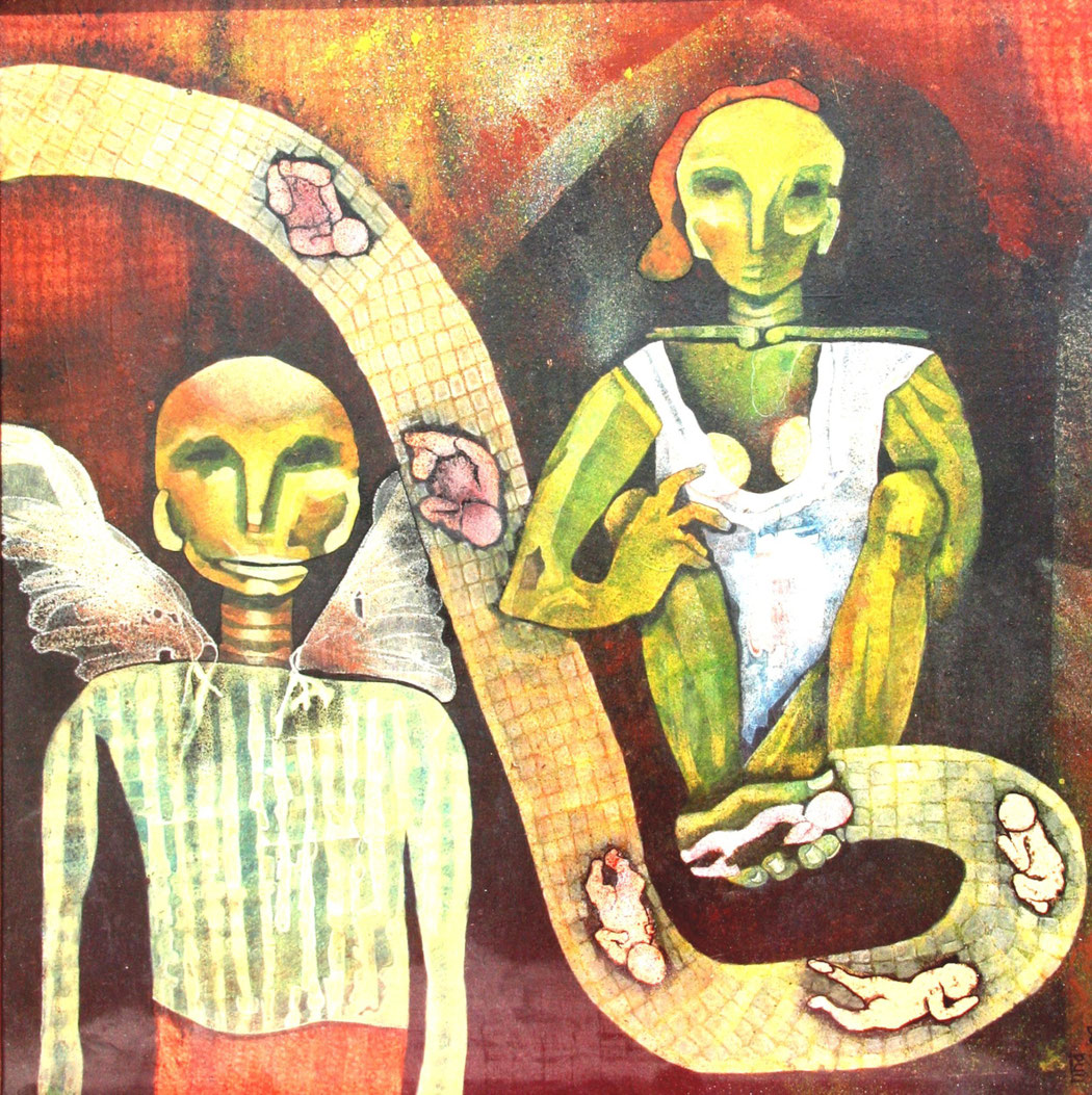 THE BIRTH CANAL-Size: 25x25 ins. Medium: egg tempera    -    # egg tempera