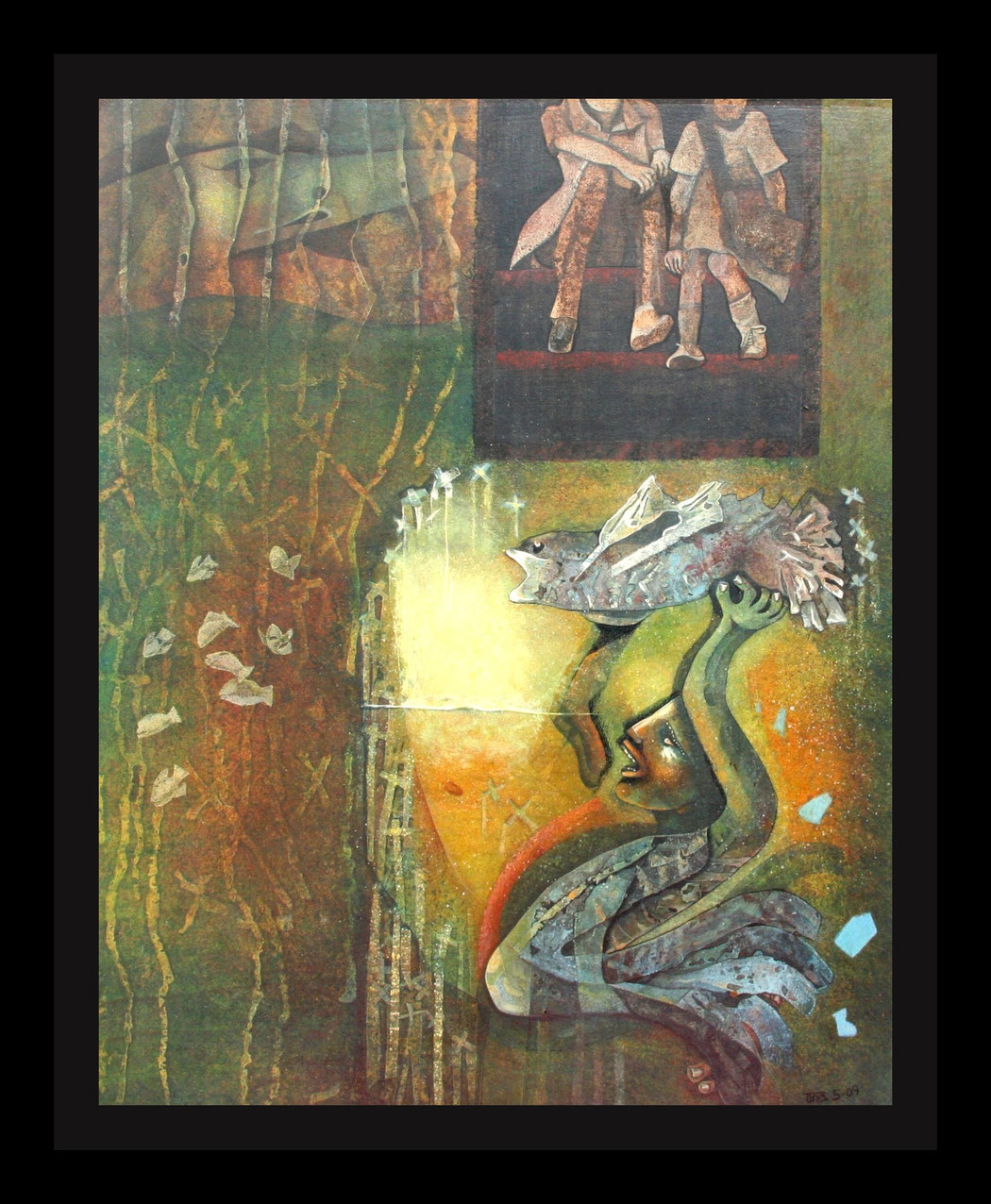 CHILDREN DO NOT SHAKE UP THE SEDIMENT OF THE JOYS OF NATURE - Size: 30x24 ins. - Medium: egg tempera on board.