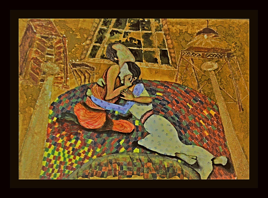 TRIANGULAR PAINTING - Size: 25x20 ins. Medium: water colour on paper.
