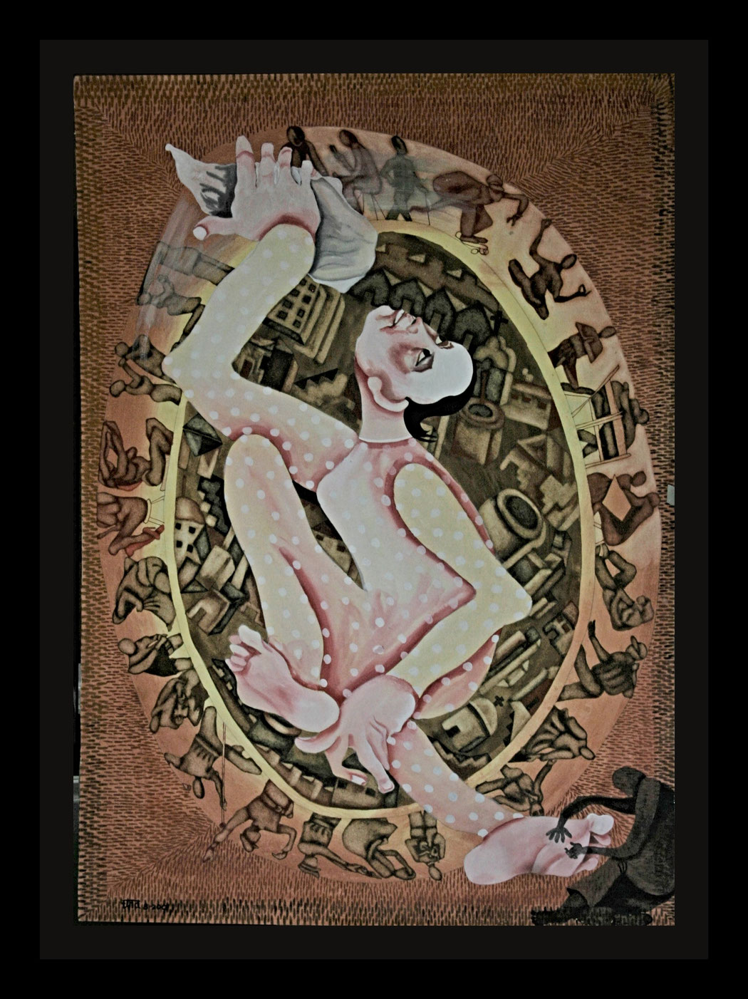 SCRUB OUT - Size: 39x28 ins. - Medium: coffee & watercolour on paper.