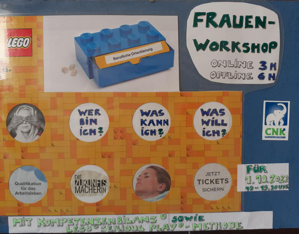 Plakat für und mit Frauen für Workshop zur beruflichen Orientierung 