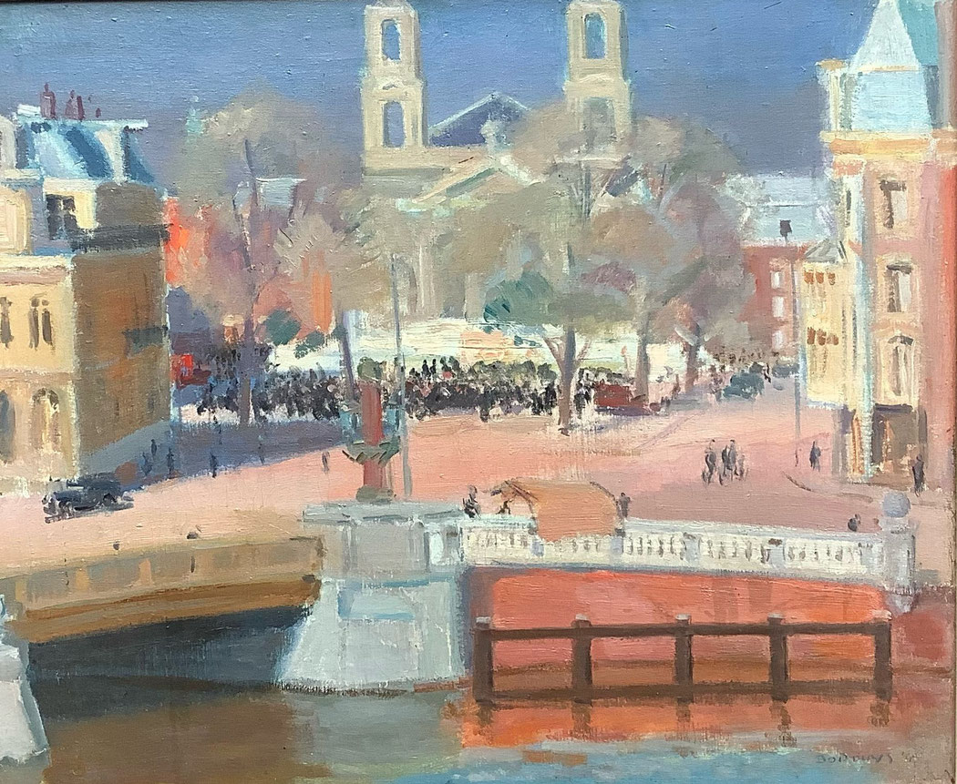 Bob Buys 1912-1970 (53 x 64 cm) Waterlooplein vanaf de Amstel----provenance: collectie Meentwijck  AFGEBEELD in boek "voor alles kleur"