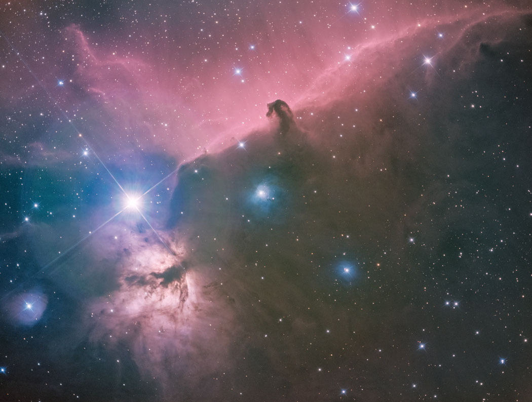 Der Pferdekopfnebel im Sternbild des Orion, 14 Stunden Gesamtbelichtungszeit mit einem 6" Newton