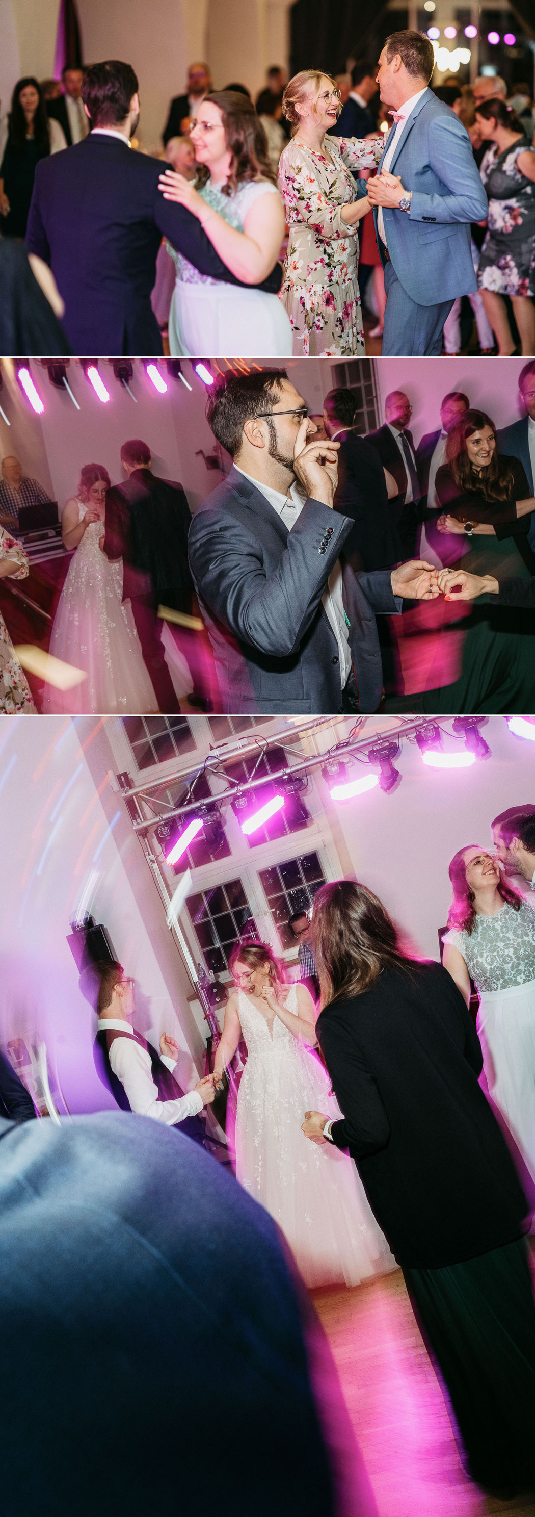 Stimmungsvolle Party-Fotografie: Gäste tanzen bis spät in die Nacht im Klosterhotel.