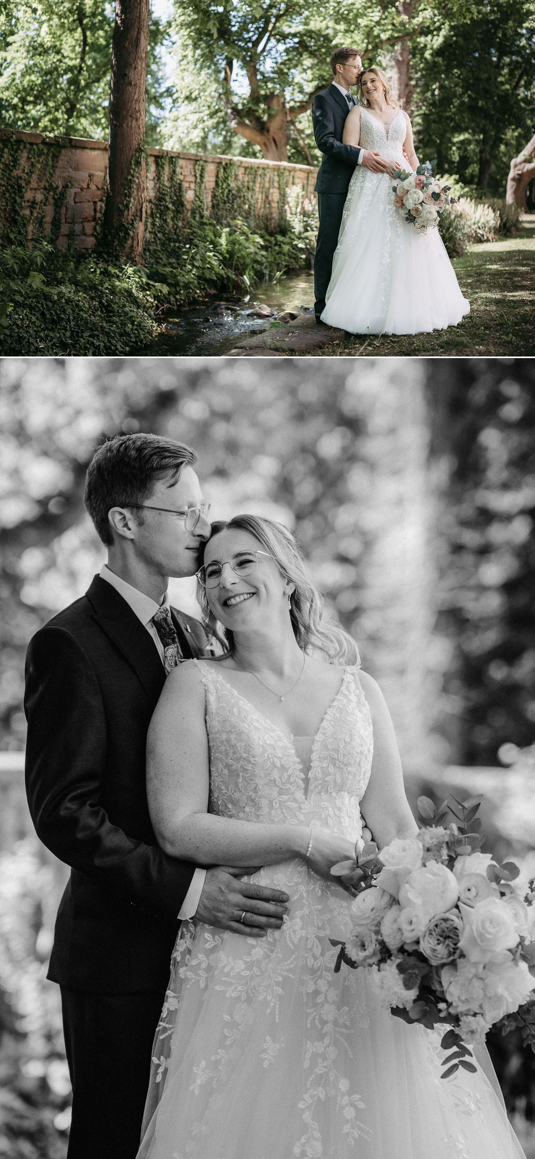 Idyllische Kulisse: First Look Shooting im Klostergarten Wöltingerode.