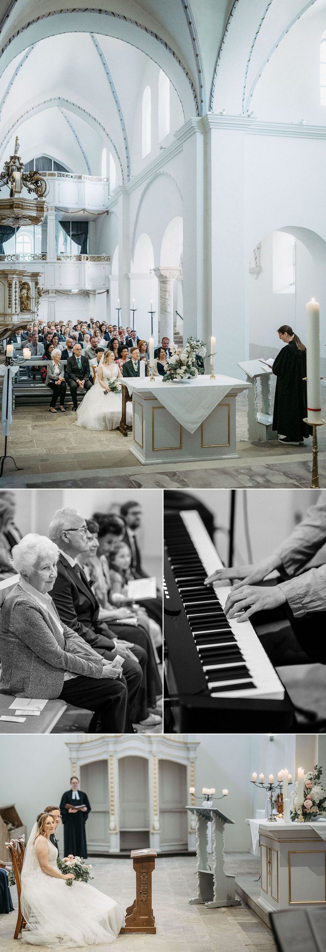 Feierliche Atmosphäre: Das Brautpaar zieht unter Orgelklängen in das Kloster ein.