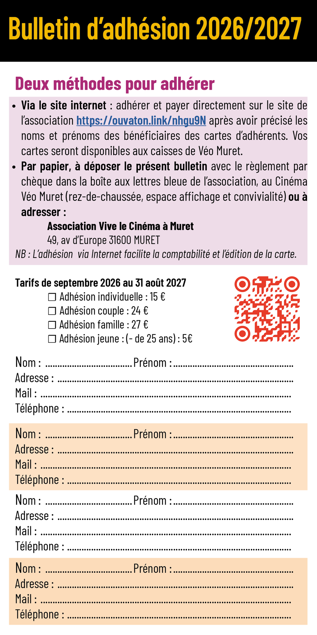 Adhésion 2026-2027