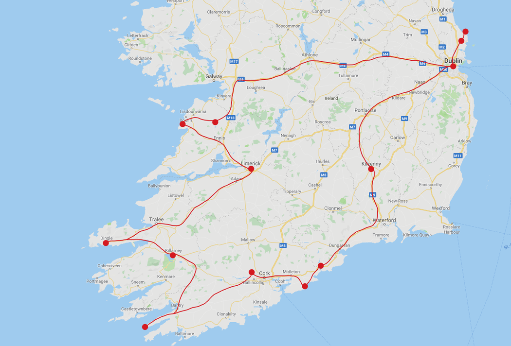 Irland Rundreise Reiseroute