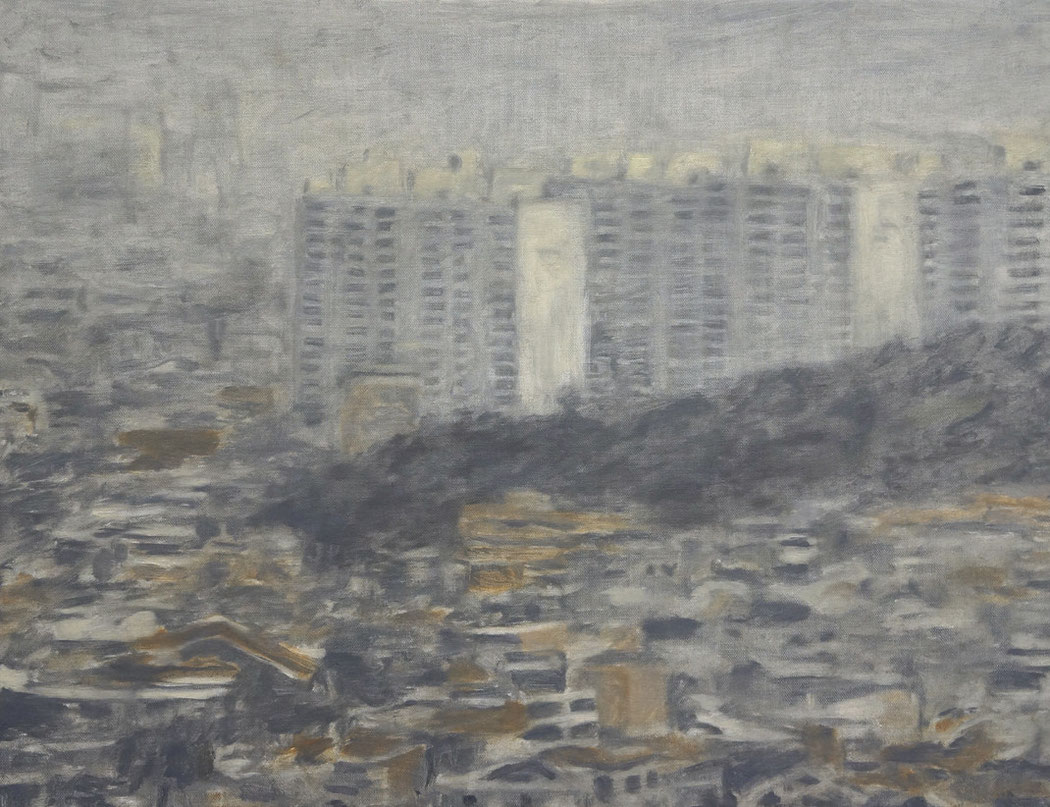 Seoul, Shillim, Dunst, Öl auf Leinwand