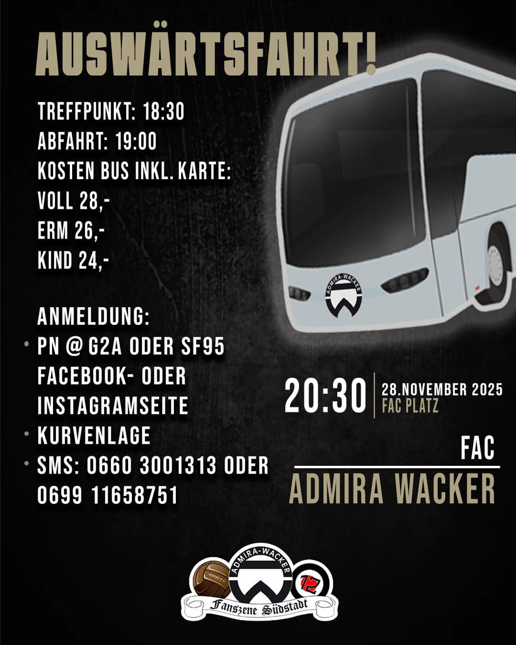 Alle Informationen zur Auswärtsfahrt nach Floridsdorf am 28 11 25