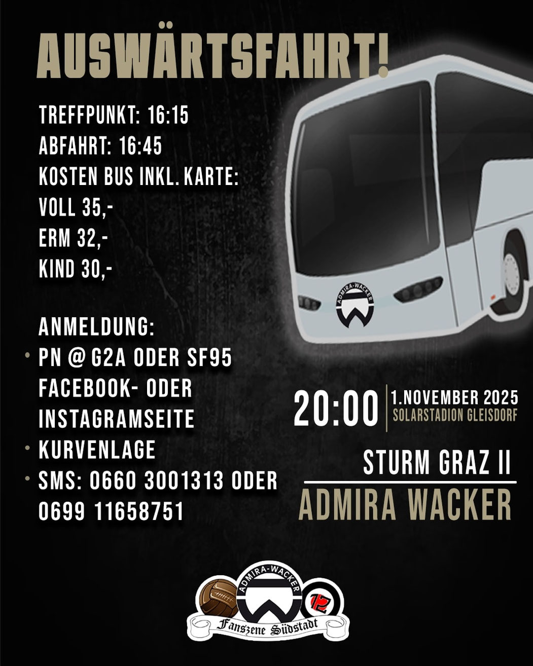 Alle Informationen zur Auswärtsfahrt nach Gleisdorf