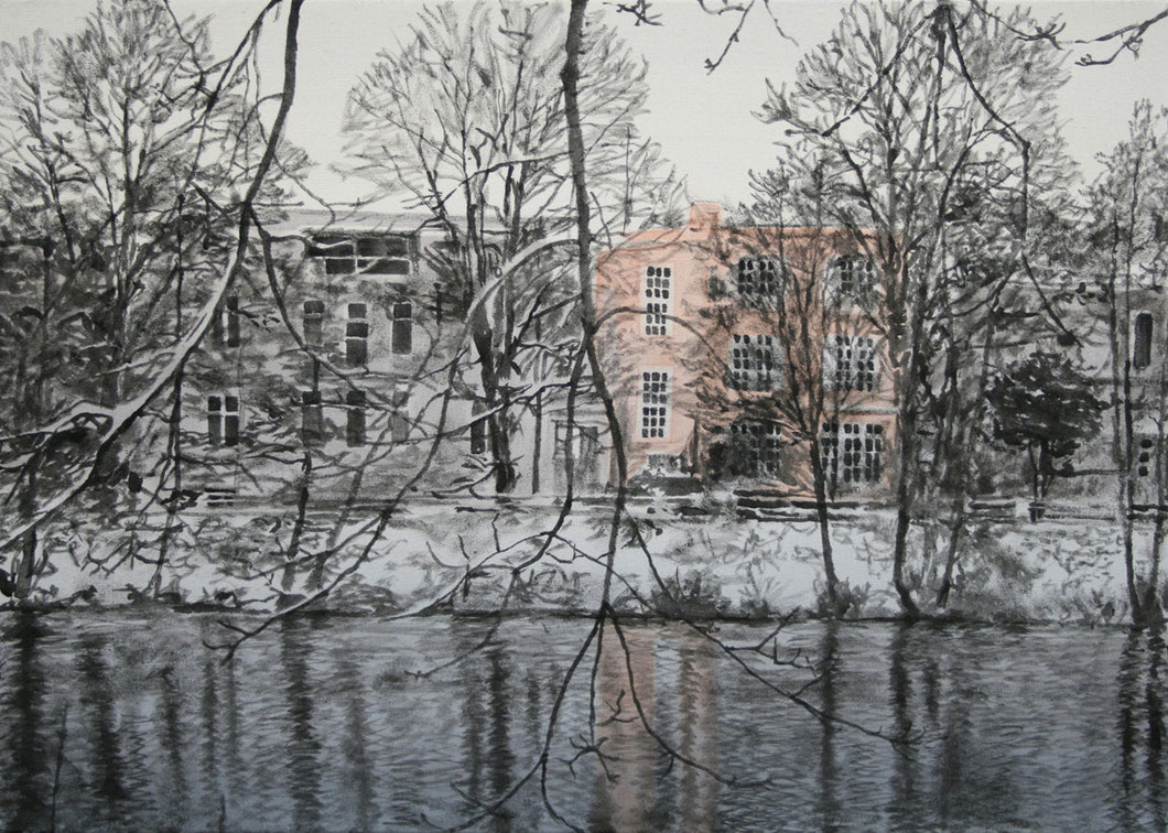 Hamburg, Alster im Winter, Acryl auf Nessel, 50 x 70