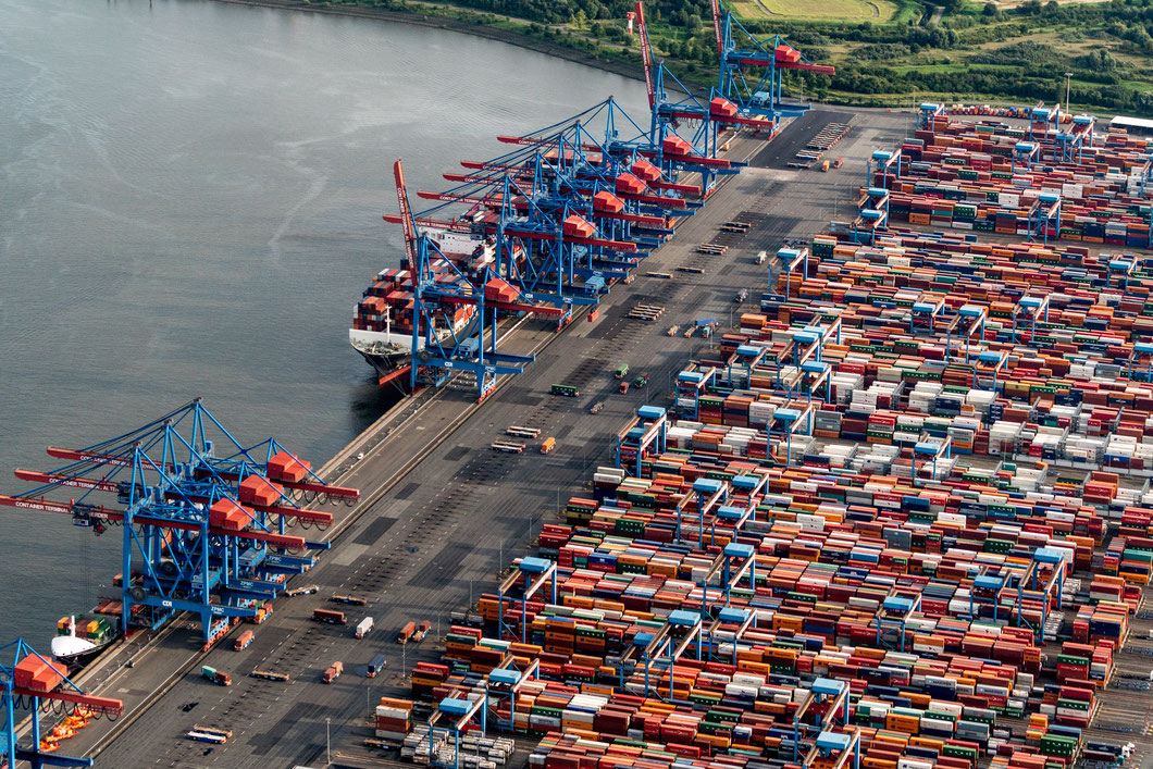 Aerial shot of Container terminal Altenwerder