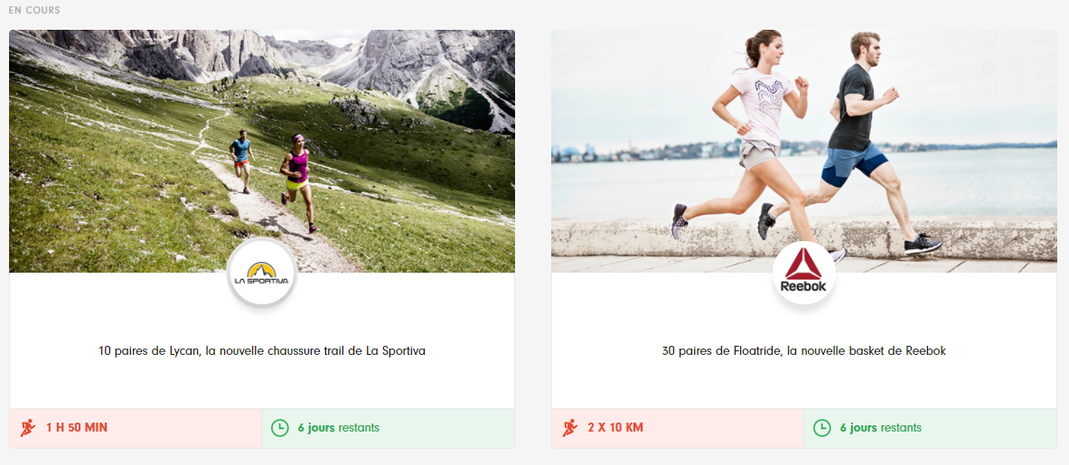 exemple de challenges mis en ligne chaque semaine