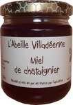 Miel de châtaignier en pot en verre de 275 grammes de l'Abeille villadéenne, apicultrice récoltante en Charente maritime